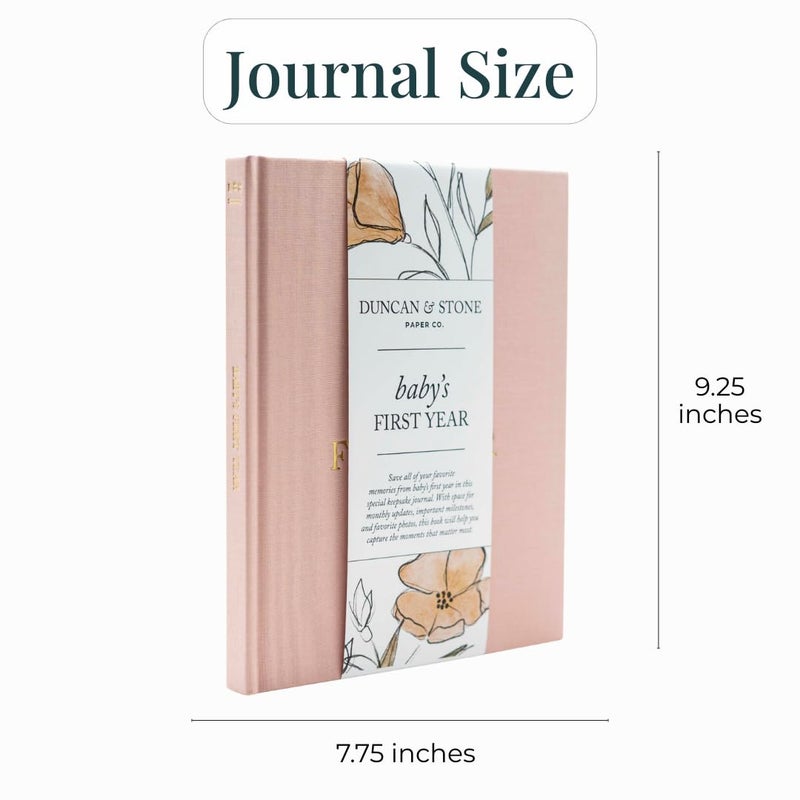 DUNCAN & STONE PAPER CO. كتاب السنة الأولى للطفل - كتاب ذكريات موروث لتوثيق اللحظات المهمة، الصور المفضلة والمزيد - كتب الحمل (كريم، 112 صفحة) - Image 2
